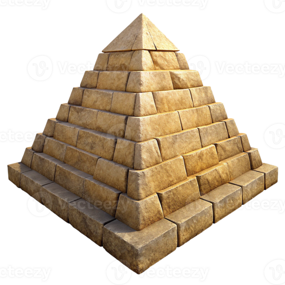serene artistic An ancient Egyptian pyramid, weathered stone, harsh sunlight, historical accuracy, wide angle lens high quality png