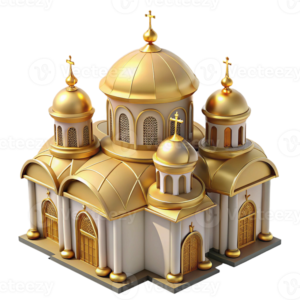 beautiful modern Byzantine church, golden mosaics, domed roof, intricate patterns, spiritual atmosphere authentic png