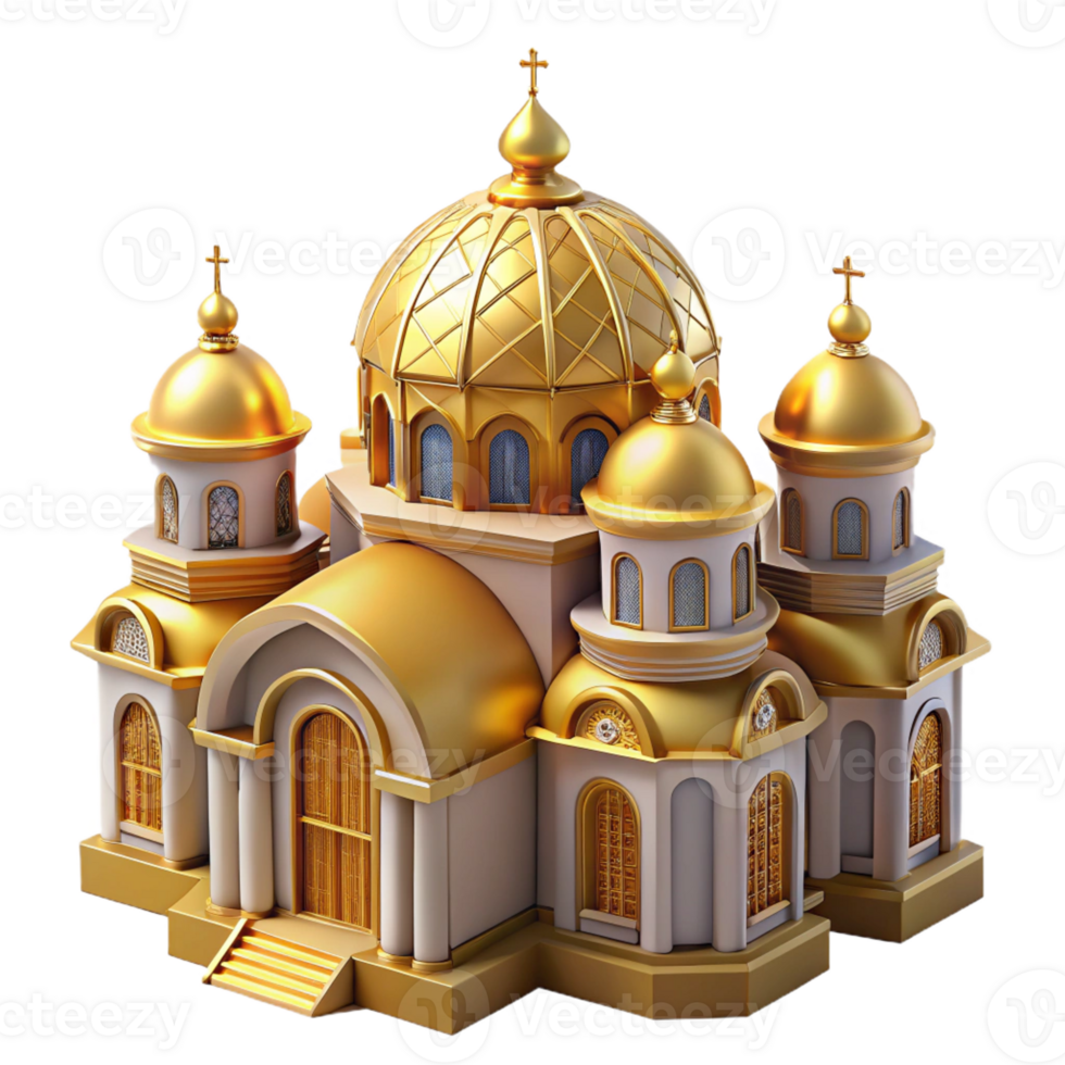 wonderful minimalist Byzantine church, golden mosaics, domed roof, intricate patterns, spiritual atmosphere detailed png