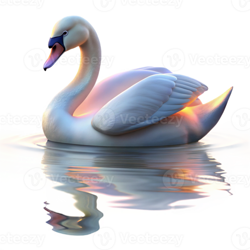 magnificent vintage A graceful swan gliding across a still lake reflecting a pastel sunrise, serene atmosphere, Impressionist style exclusive png
