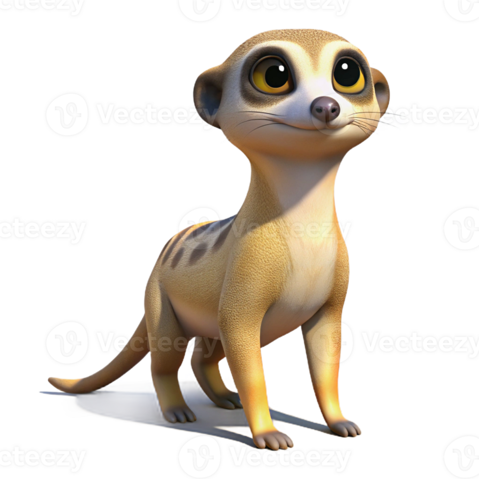 elegant modern A curious meerkat standing alert in the desert, midday sun, sharp focus, National Geographic style authentic png