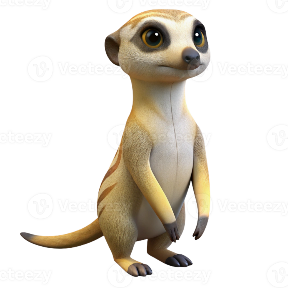 magnificent classic A curious meerkat standing alert in the desert, midday sun, sharp focus, National Geographic style high resolution png