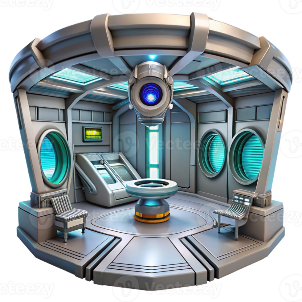 beautiful classic Space station interior, futuristic technology, metallic surfaces, zero gravity environment professional png