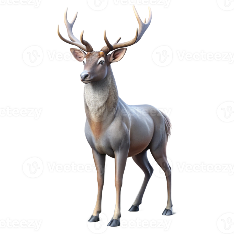 beautiful artistic A majestic stag with large antlers standing in a misty forest, ethereal lighting, fantasy art style professional png