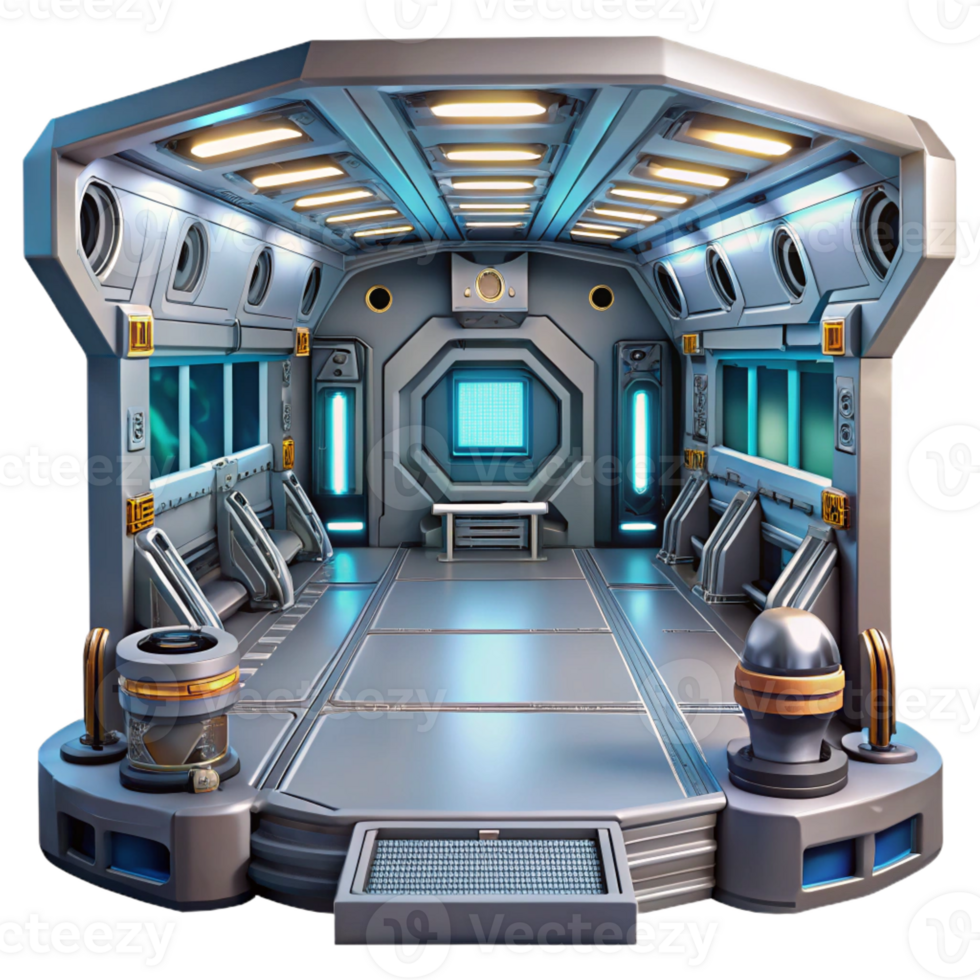 extraordinary vintage Space station interior, futuristic technology, metallic surfaces, zero gravity environment original png