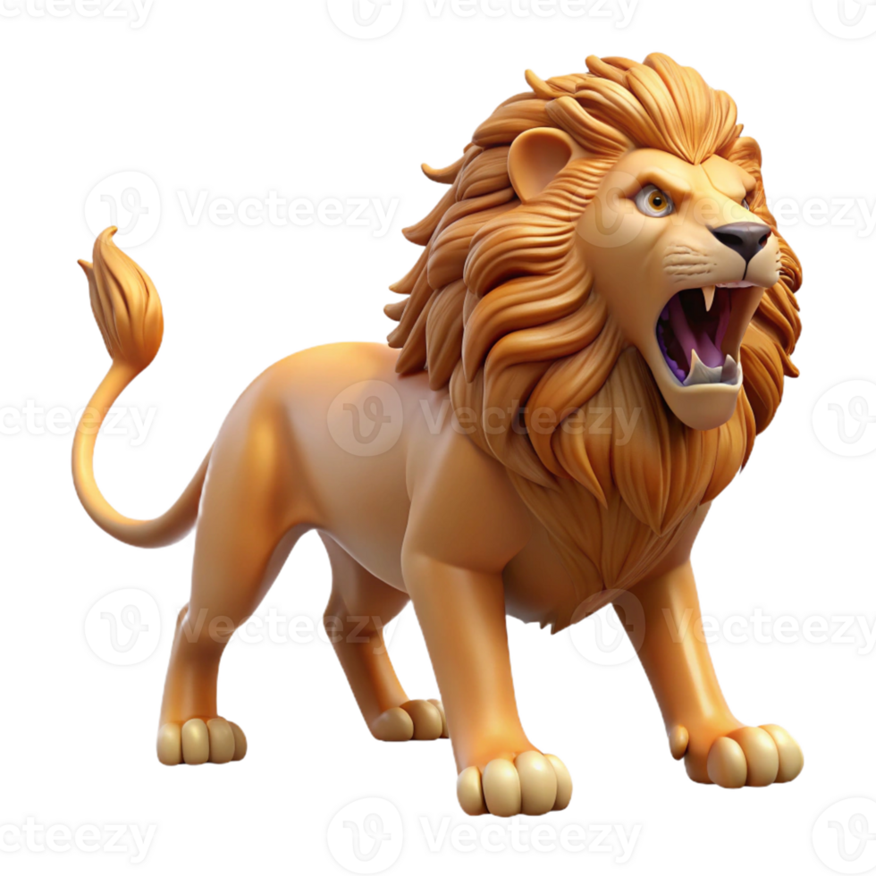 elegant modern A roaring lion with a flowing mane, golden light, regal and powerful pose, realistic style professional png