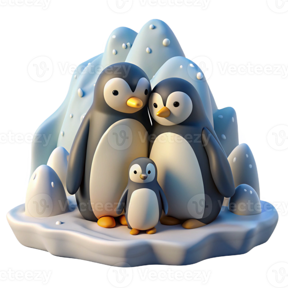 wonderful modern A family of penguins huddled together on an icy plain, blizzard conditions, survival theme, documentary style high resolution png