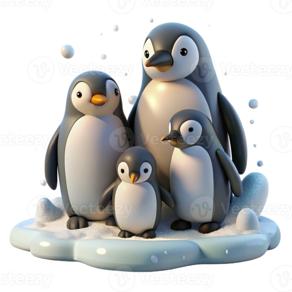 beautiful traditional A family of penguins huddled together on an icy plain, blizzard conditions, survival theme, documentary style genuine png