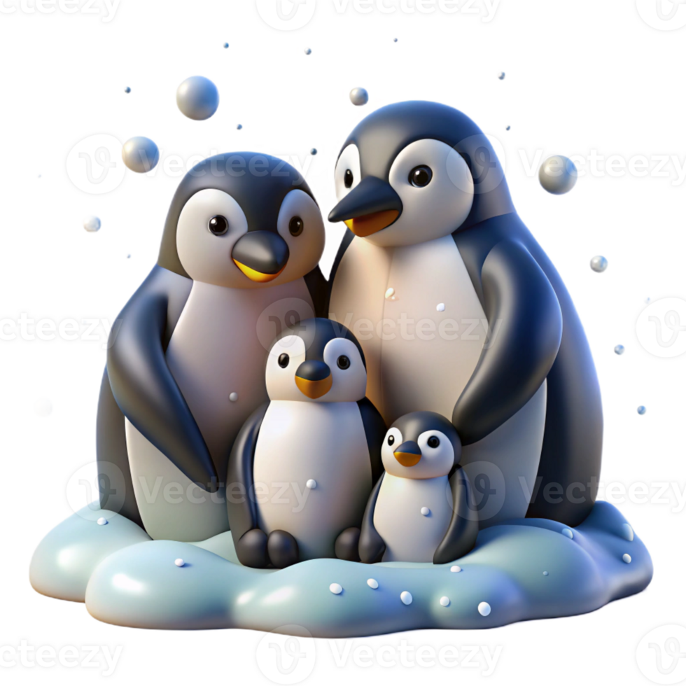 extraordinary minimalist A family of penguins huddled together on an icy plain, blizzard conditions, survival theme, documentary style original png
