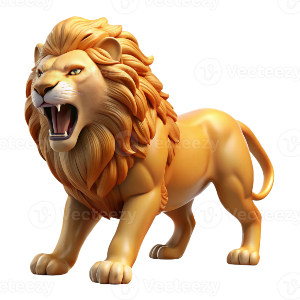 magnificent creative A roaring lion with a flowing mane, golden light, regal and powerful pose, realistic style original png