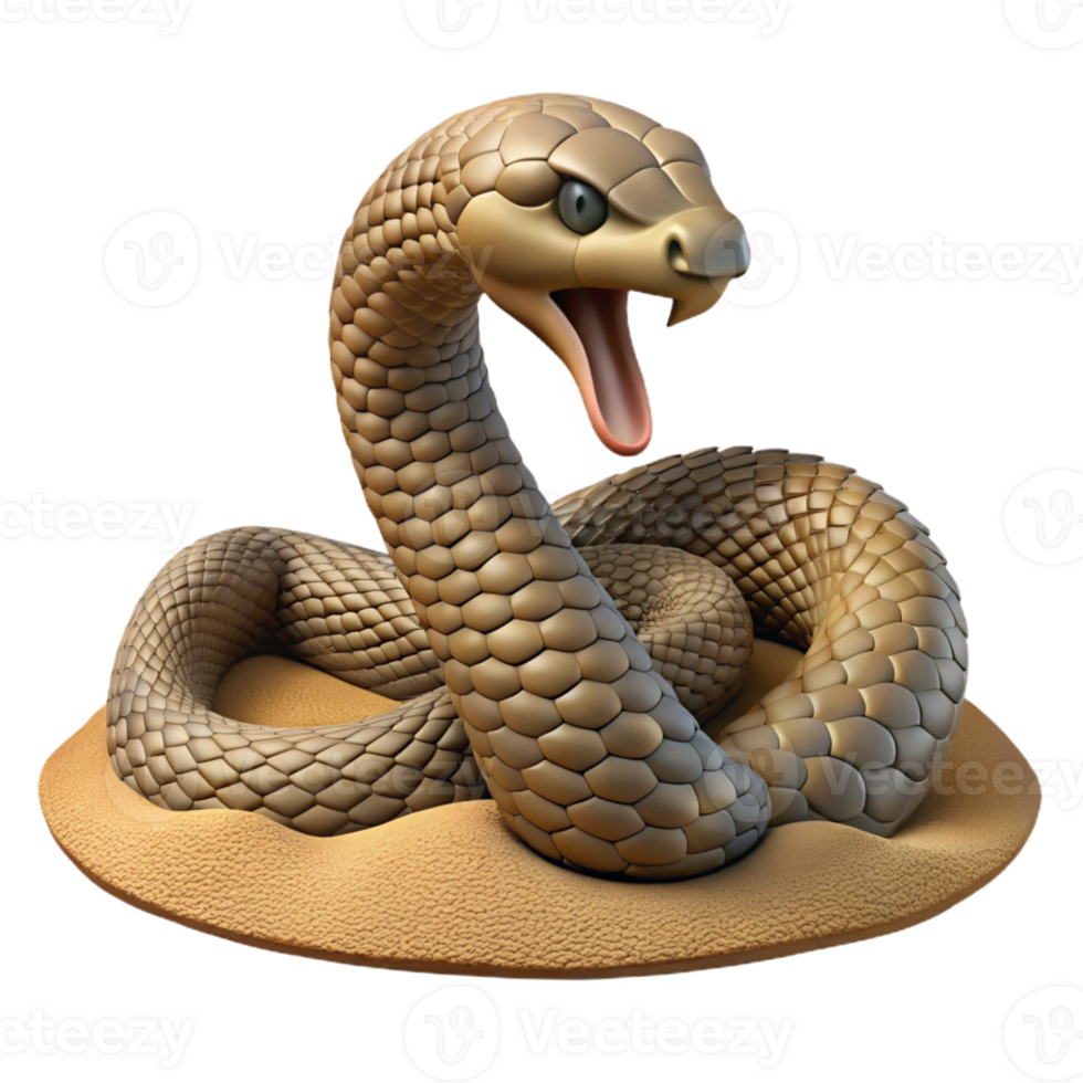 stunning vintage A coiled rattlesnake ready to strike, desert setting, tense atmosphere, detailed scales, nature photography style premium png