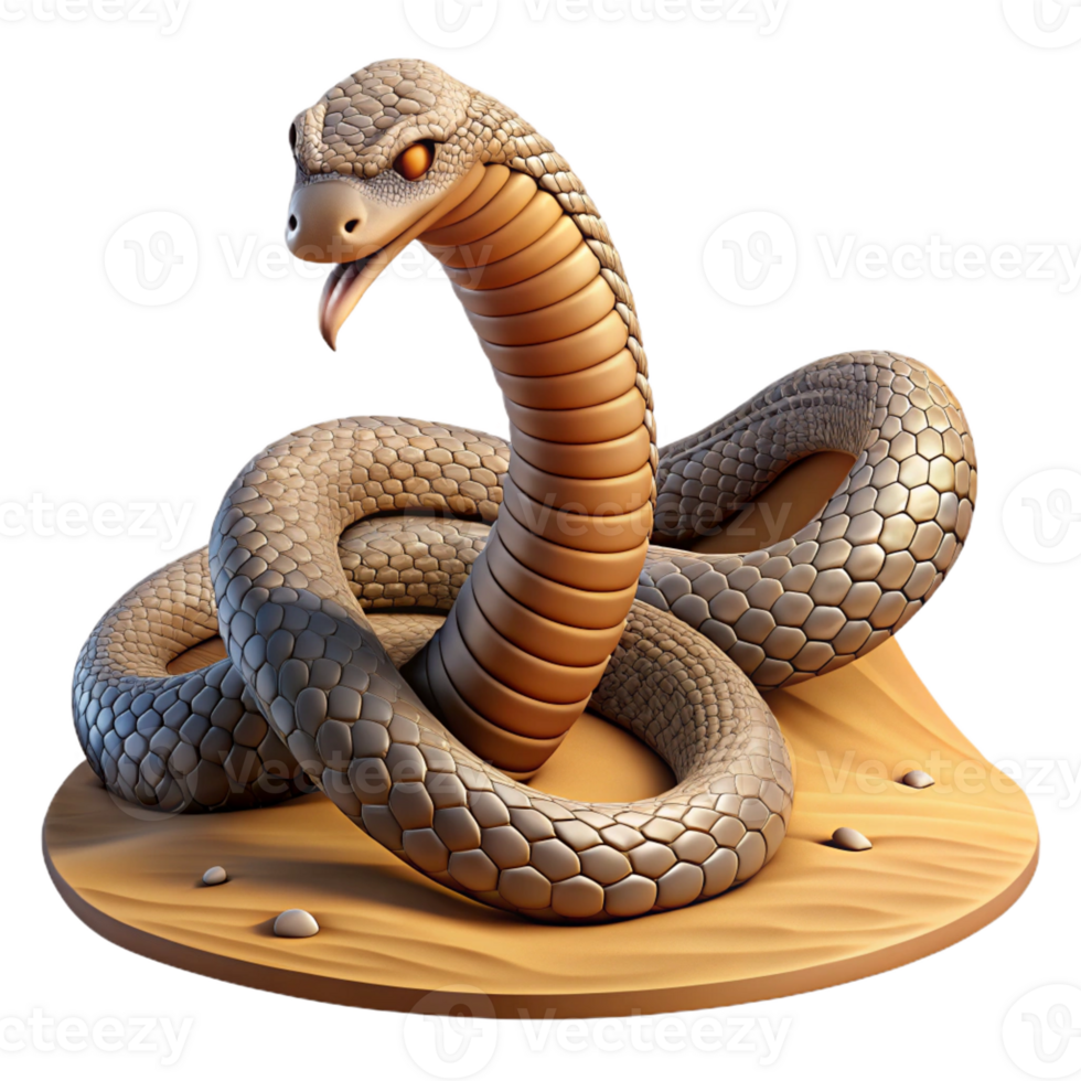 elegant modern A coiled rattlesnake ready to strike, desert setting, tense atmosphere, detailed scales, nature photography style high resolution png
