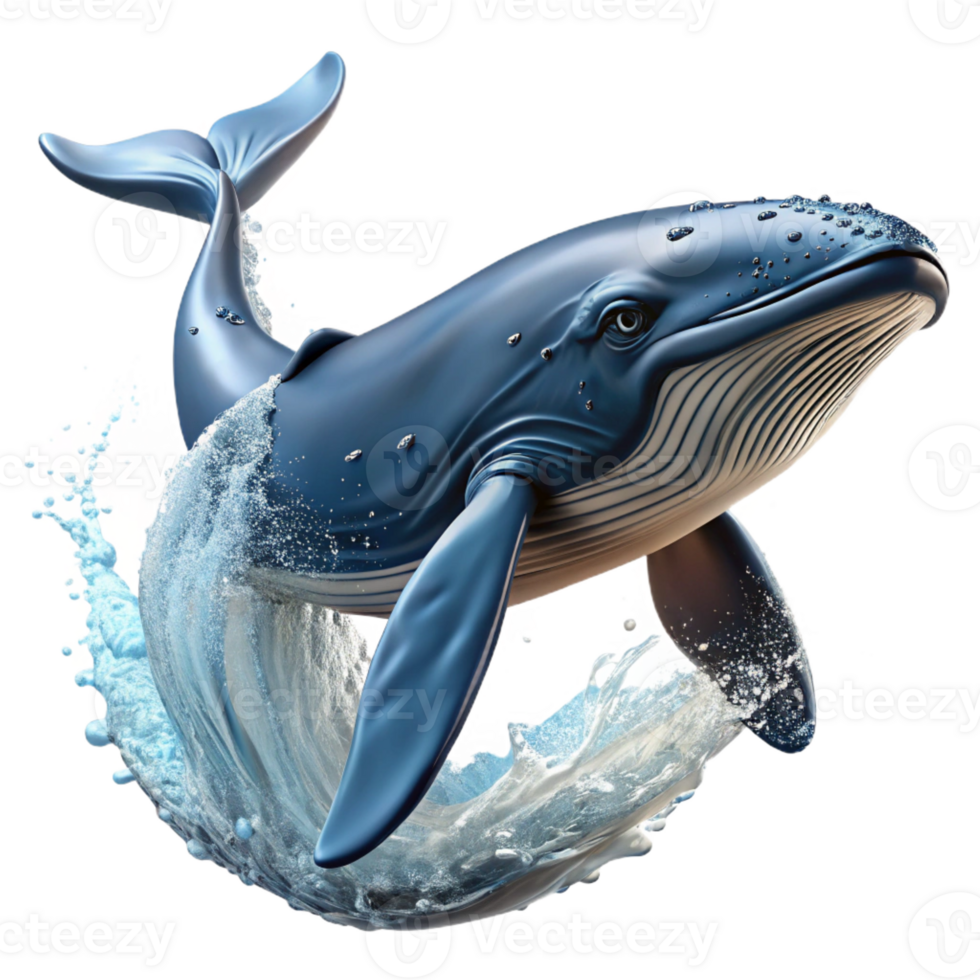 stunning abstract A majestic humpback whale breaching the ocean surface, splashing water, dynamic movement, wildlife photography style genuine png