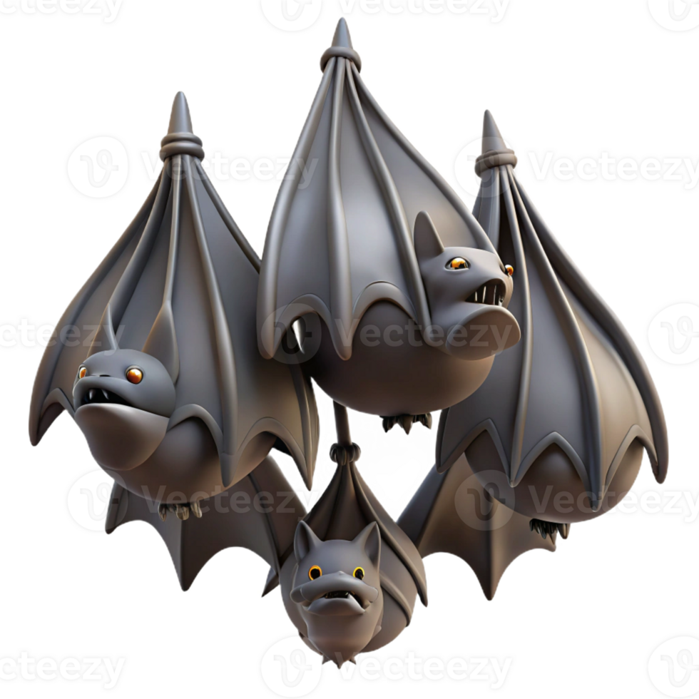 impressive contemporary A colony of bats hanging upside down in a dark cave, eerie lighting, chiaroscuro, gothic style premium png