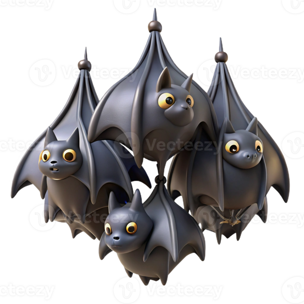 elegant creative A colony of bats hanging upside down in a dark cave, eerie lighting, chiaroscuro, gothic style genuine png
