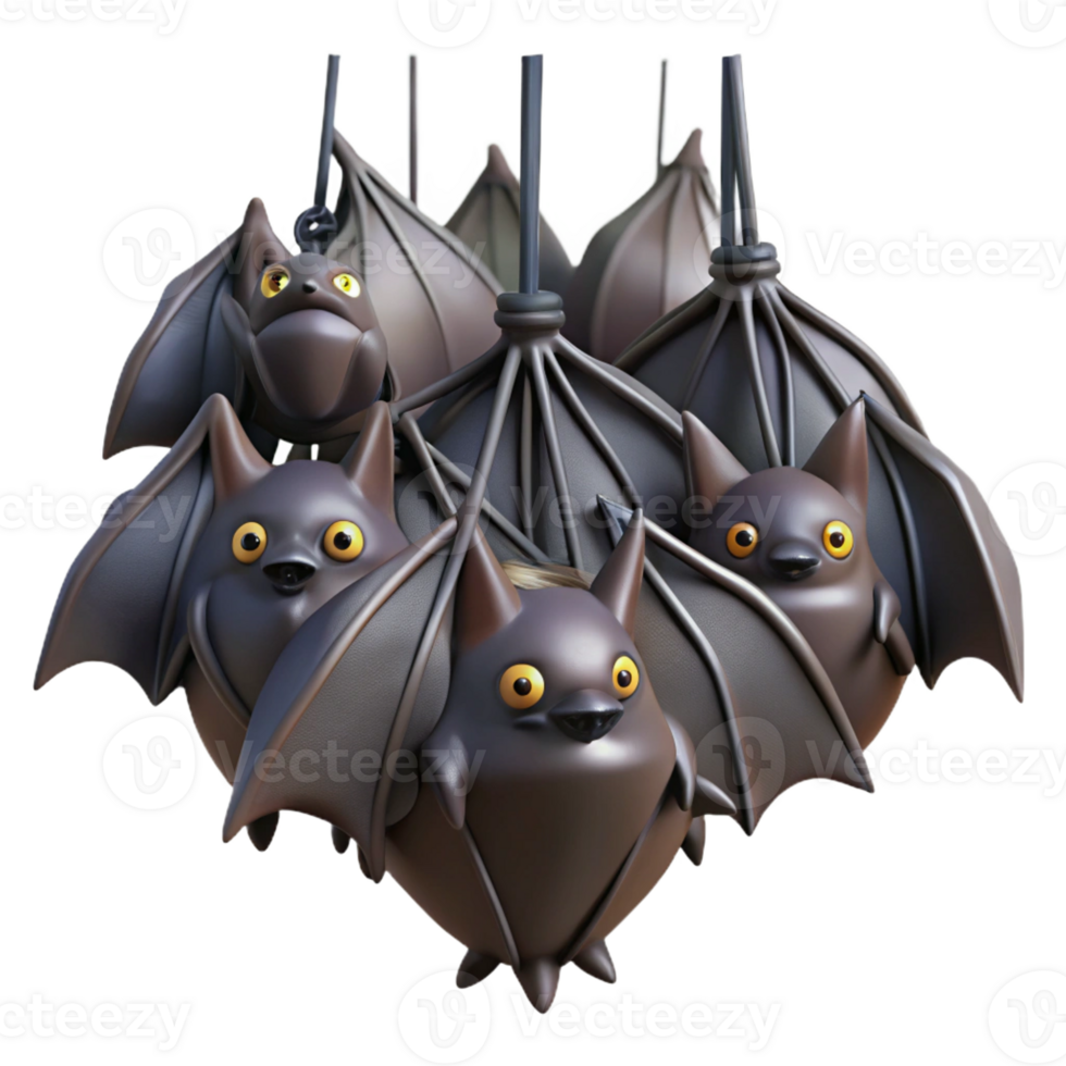 vibrant traditional A colony of bats hanging upside down in a dark cave, eerie lighting, chiaroscuro, gothic style genuine png