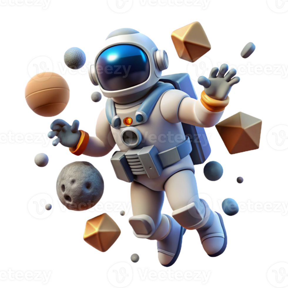 beautiful minimalist A lone astronaut floating in space surrounded by technological debris, realistic lighting, space opera style professional png