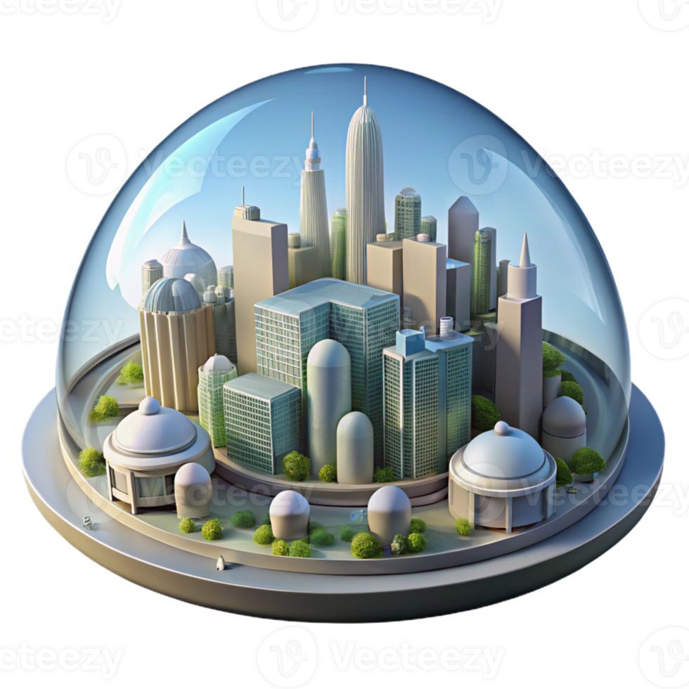 beautiful vintage A futuristic city built within a giant biodome, soft natural lighting, utopian style professional png