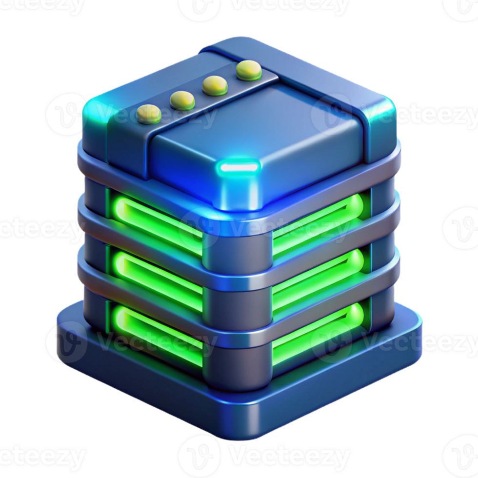 extraordinary artistic A powerful AI server farm humming with energy, cool blue and green lighting, technological style high resolution png