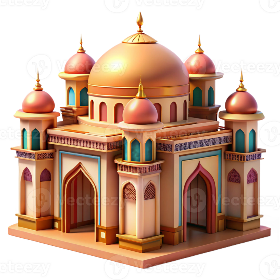 magnificent creative An intricate Islamic palace with ornate arches and colorful mosaics, warm desert sunlight, detailed, 4K png