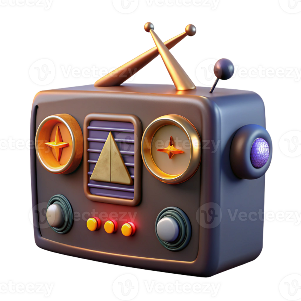 serene artistic A vintage radio emitting strange symbols and glyphs, dim mysterious lighting, occult style professional png