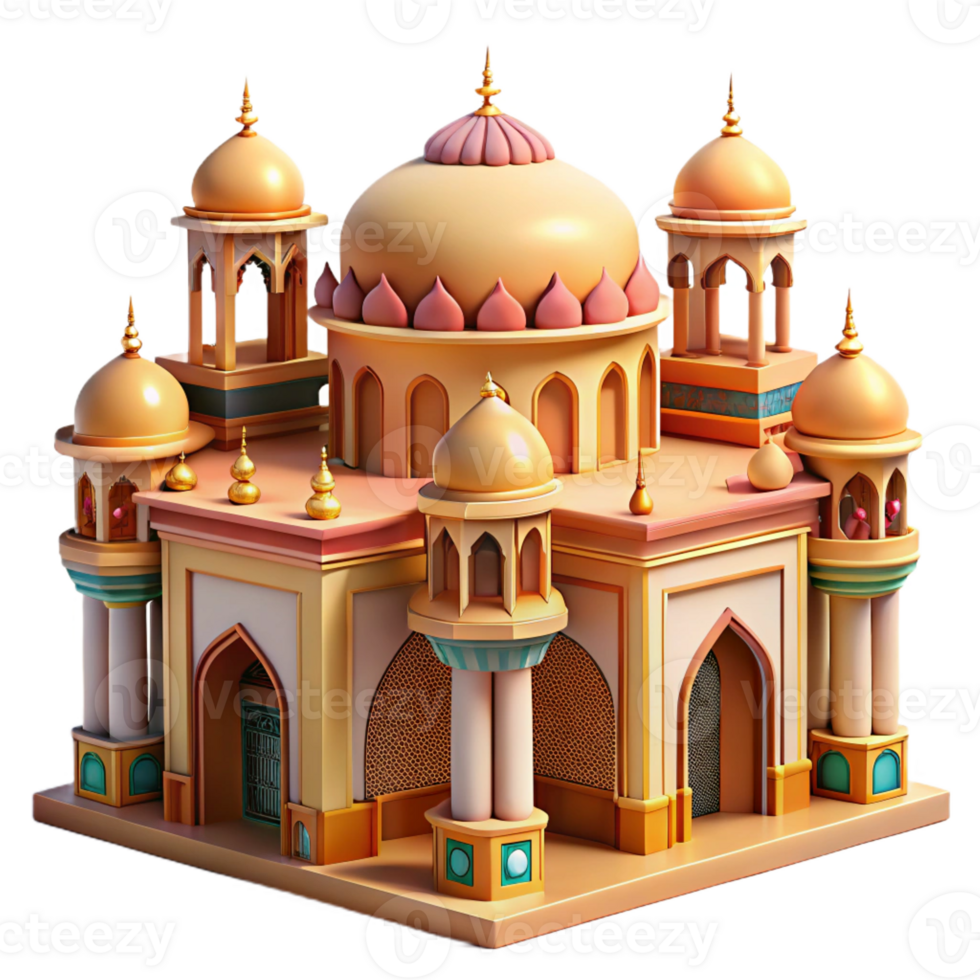 extraordinary minimalist An intricate Islamic palace with ornate arches and colorful mosaics, warm desert sunlight, detailed, 4K png