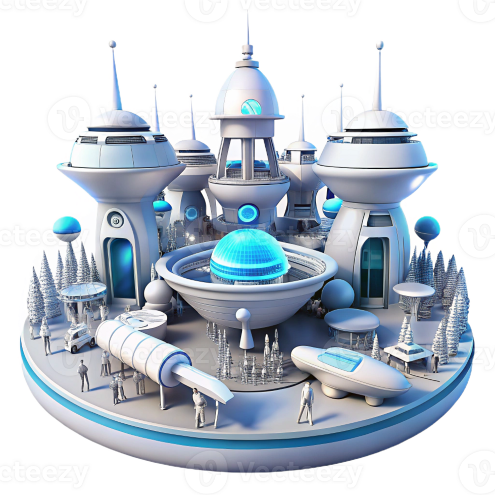 impressive creative A futuristic spaceport with sleek spaceships and bustling crowds, bright white lighting, sci-fi, authentic png