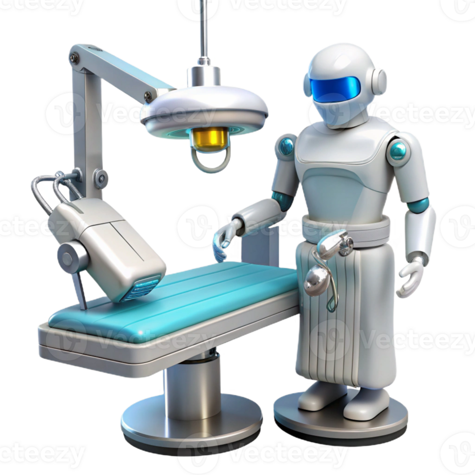 magnificent artistic A futuristic surgical robot performing a delicate operation, sterile white lighting, medical sci-fi style 4K png