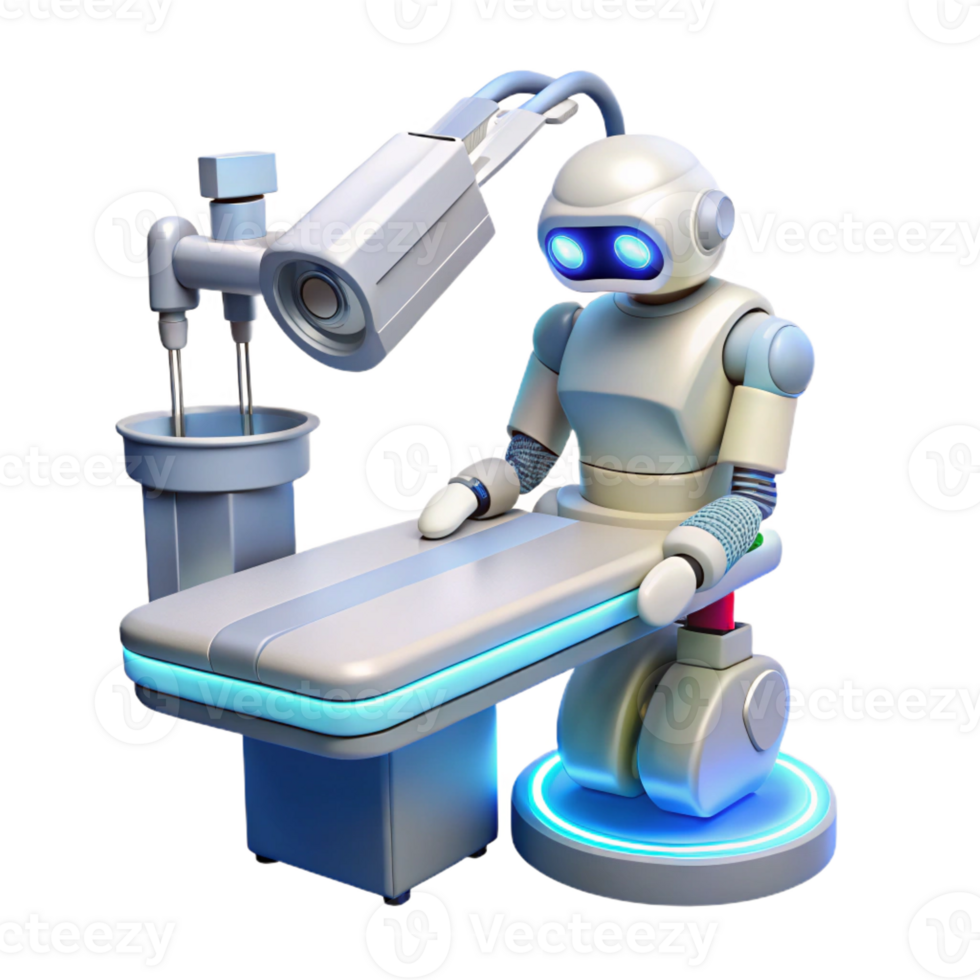 magnificent abstract A futuristic surgical robot performing a delicate operation, sterile white lighting, medical sci-fi style original png