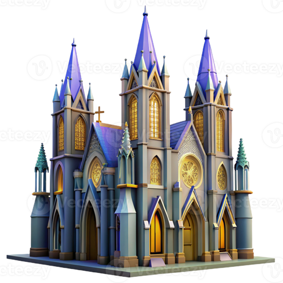 beautiful rustic A towering Gothic cathedral with stained glass windows and pointed arches, dramatic lighting, grand, original png