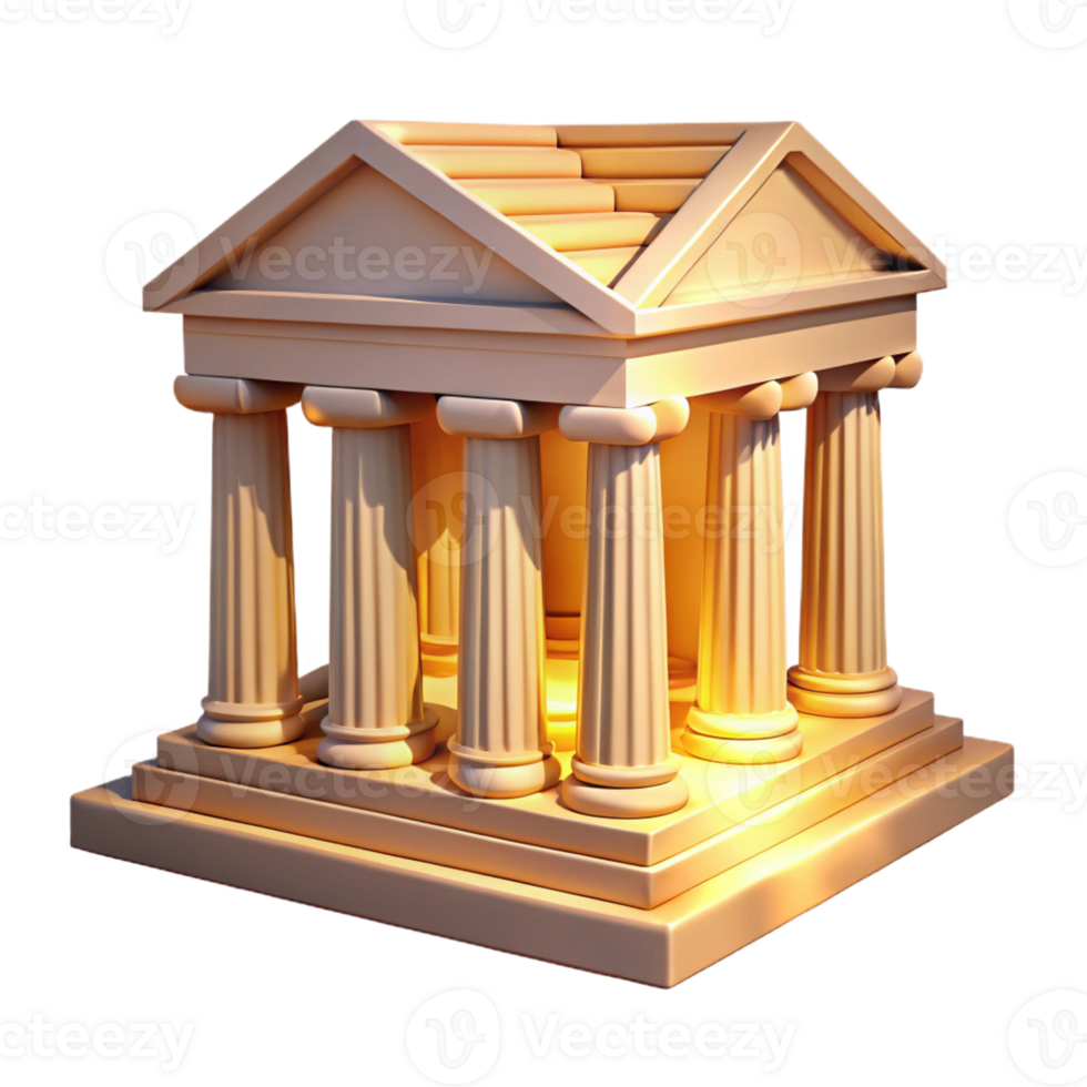 vibrant contemporary A crumbling ancient Greek temple with Doric columns, soft golden sunlight, classical, authentic png