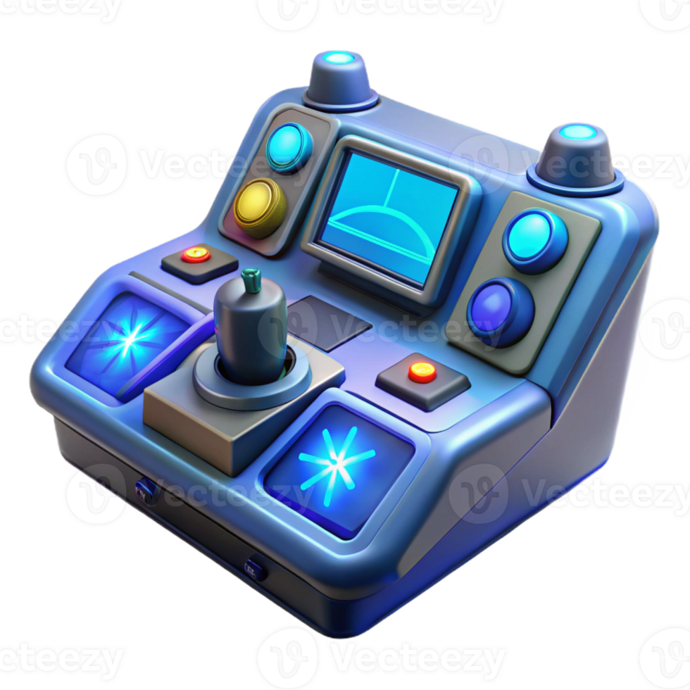 dramatic classic A futuristic control panel with glowing buttons and complex displays, dim blue lighting, sci-fi style premium png