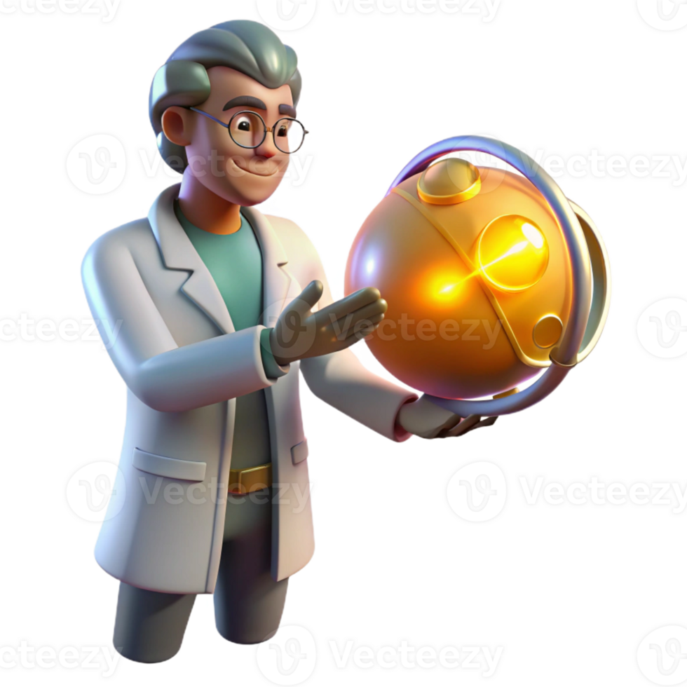 beautiful modern A scientist examining a glowing orb of energy, dramatic lighting, sci-fi style 4K png