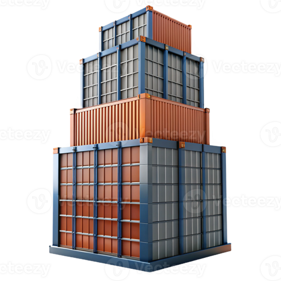 magnificent vintage A towering skyscraper made of interconnected shipping containers, industrial, gritty, authentic png