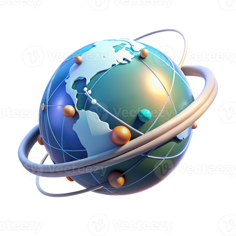 vibrant creative A holographic projection of the Earth, rotating slowly, data streams flowing around it, futuristic style premium png
