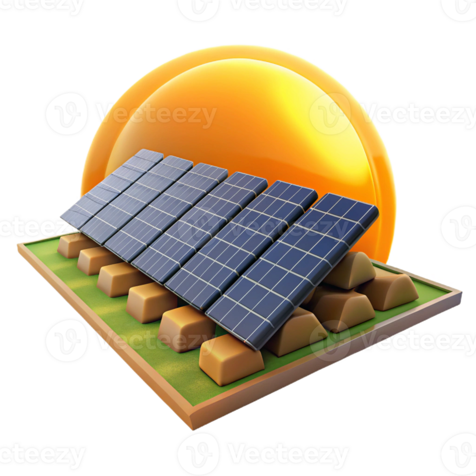 impressive classic A solar panel farm stretching to the horizon, bathed in the golden light of sunset, environmental photography style genuine png