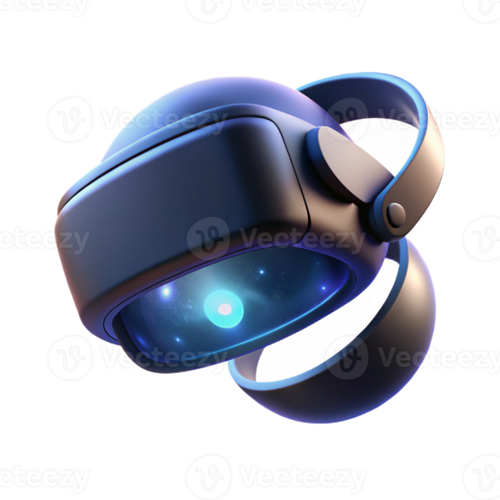 serene creative A virtual reality headset floating in a dark void, glowing with an inner light, surreal style genuine png