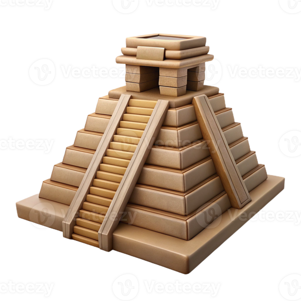 elegant rustic A Mayan pyramid temple, intricately carved stone, lush jungle surroundings, bright midday sun exclusive png