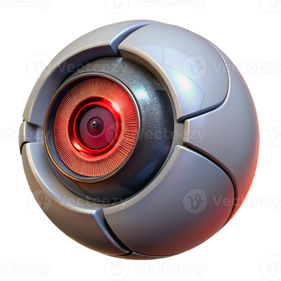 dramatic classic A cyborg eye close-up, intricate details, glowing red pupil, cyberpunk style high resolution png