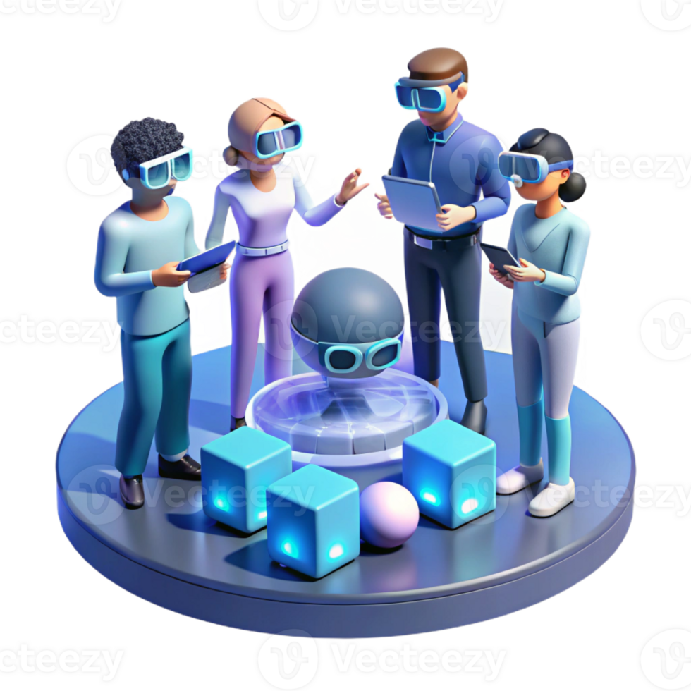 magnificent rustic A group of people wearing augmented reality glasses, interacting with virtual objects, urban setting, futuristic style original png