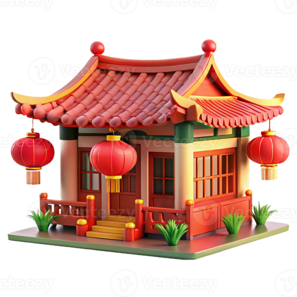 magnificent traditional A traditional Chinese courtyard house, intricate wooden carvings, red lanterns, peaceful garden, soft natural light original png
