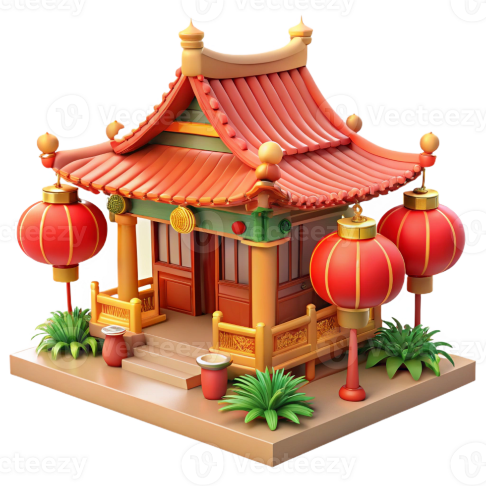 serene minimalist A traditional Chinese courtyard house, intricate wooden carvings, red lanterns, peaceful garden, soft natural light authentic png