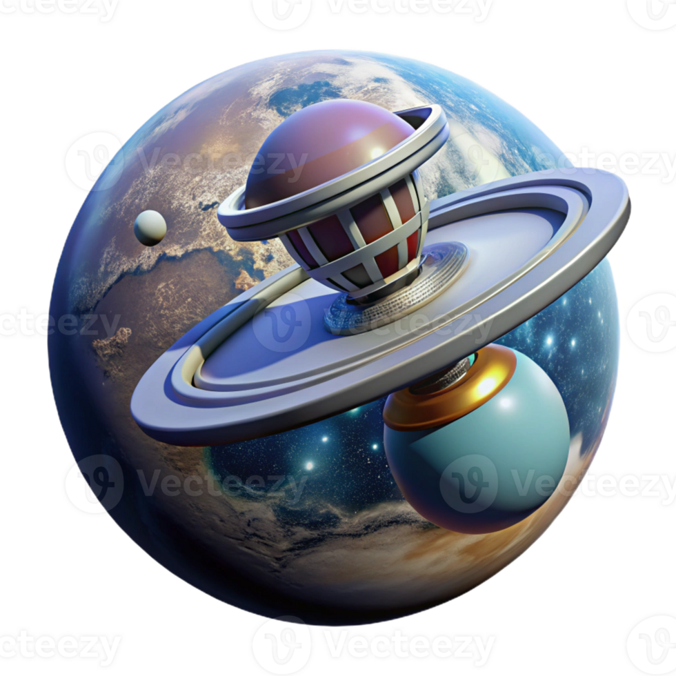 dramatic rustic A space station orbiting a distant planet, breathtaking view, realistic style professional png
