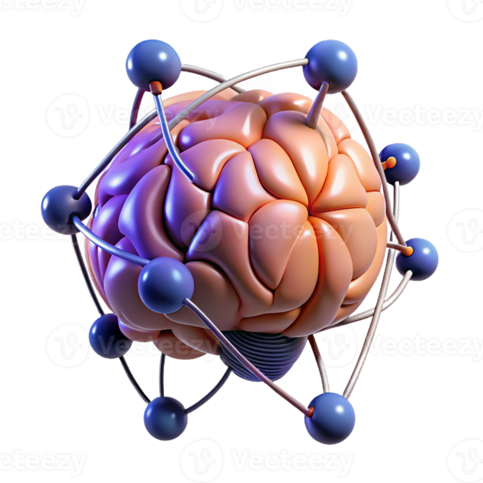impressive minimalist A human brain connected to a network of wires, glowing with energy, cyberpunk style premium png