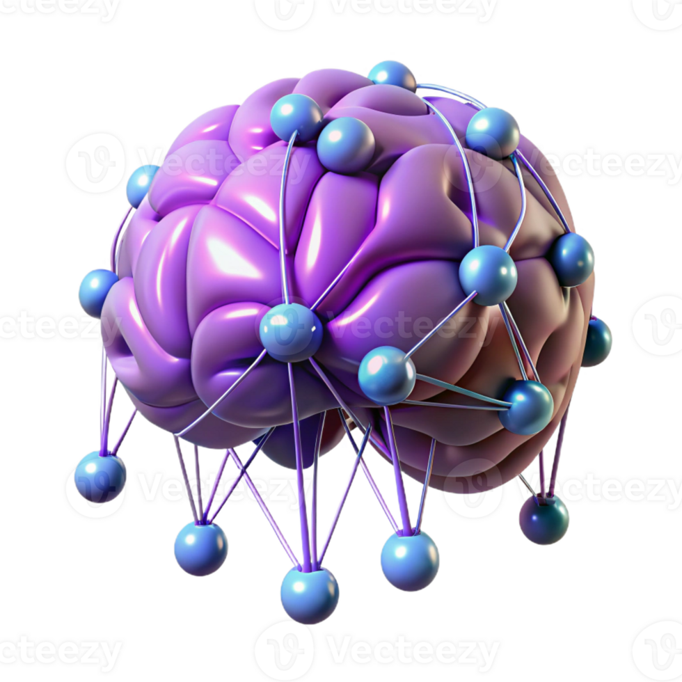 extraordinary vintage A human brain connected to a network of wires, glowing with energy, cyberpunk style high resolution png