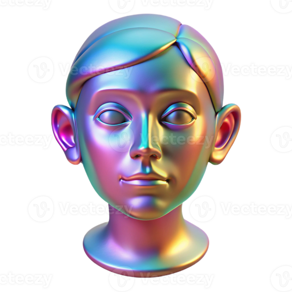 wonderful creative A holographic projection of a human face, glitching and distorting, dark background authentic png