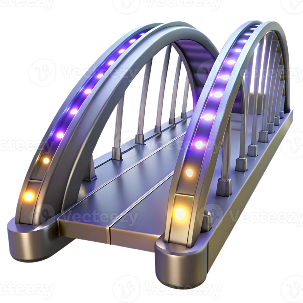 beautiful artistic A futuristic bridge, sleek metallic structure, glowing lights, spanning a vast chasm, science fiction style authentic png
