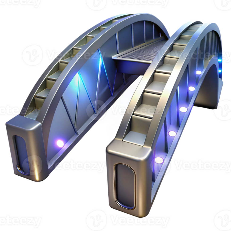 extraordinary minimalist A futuristic bridge, sleek metallic structure, glowing lights, spanning a vast chasm, science fiction style professional png
