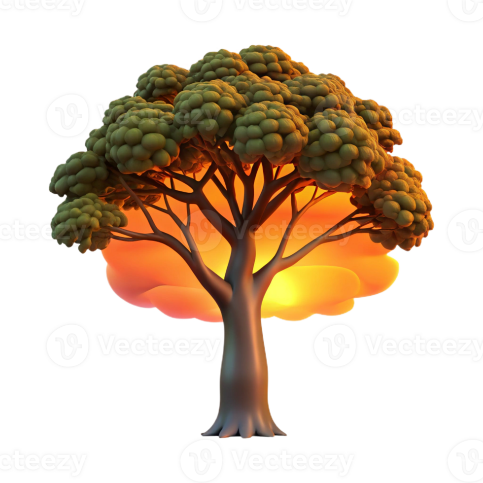 stunning artistic A solitary, weathered oak tree silhouetted against a vibrant sunset, painted in the style of Albert Bierstadt, with visible brushstrokes and a warm, golden light original png
