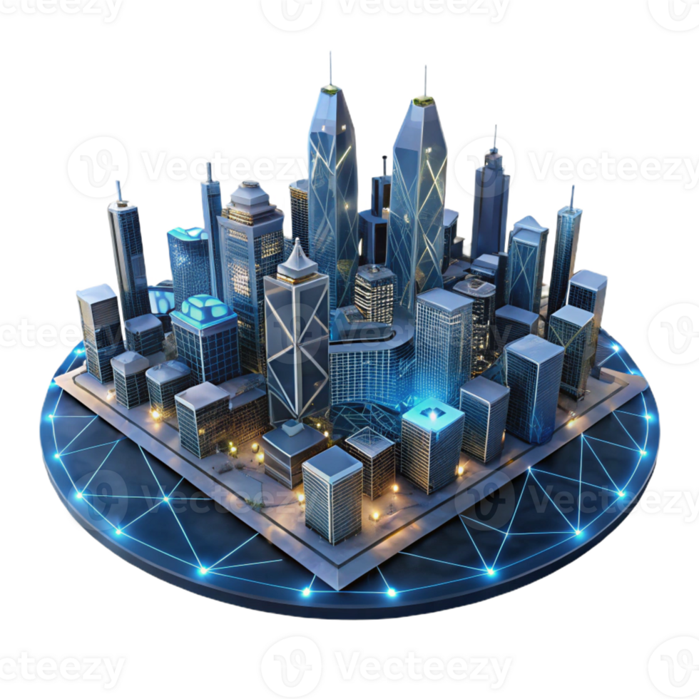 extraordinary minimalist A futuristic cityscape at night, viewed from above, intricate network of lights, cyberpunk style professional png
